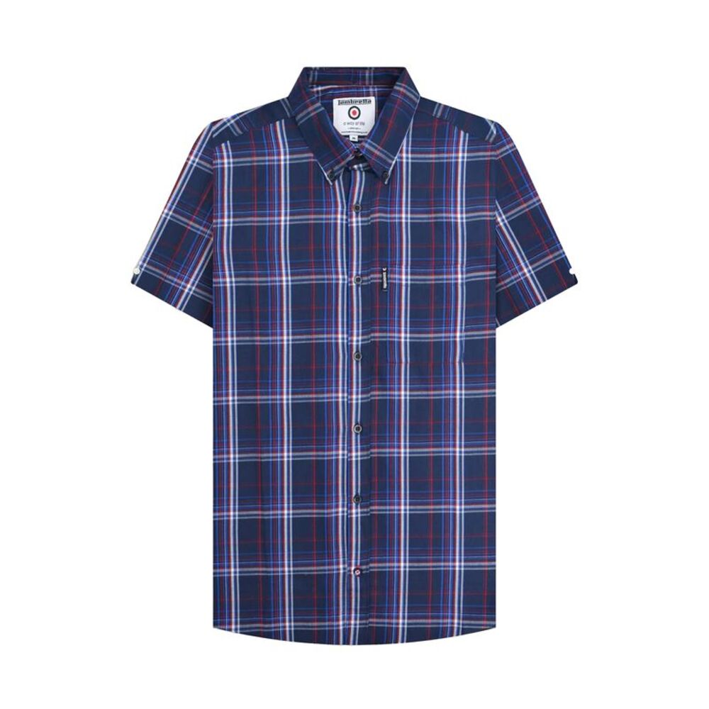 Lambretta Mens SS25 Checked Shirt / Navy/Blue/Red